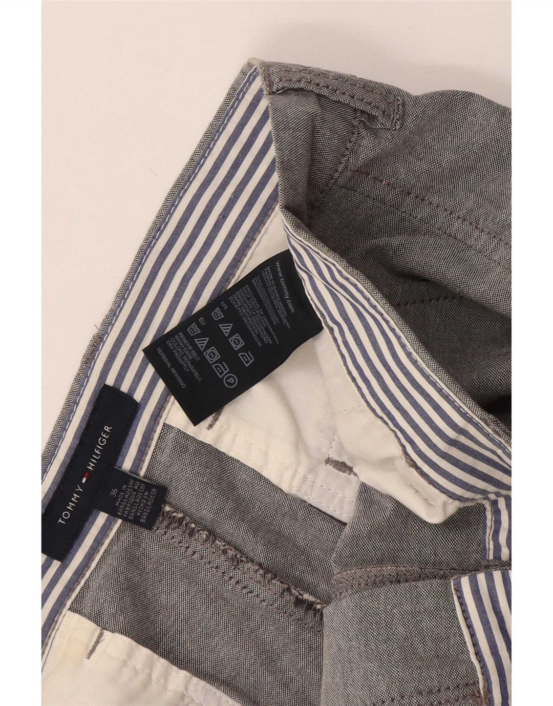 Tommy Hilfiger Herre Chino Shorts W36 Stor Grå Bomuld