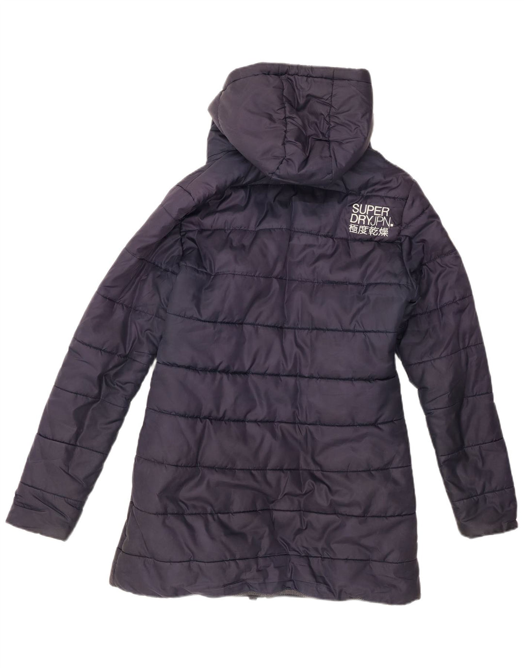 Superdry, grafisk polstret hættefrakke til kvinder UK 14 Medium Navy Blue Winter