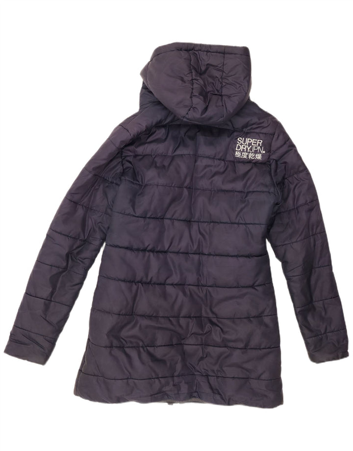 Superdry, grafisk polstret hættefrakke til kvinder UK 14 Medium Navy Blue Winter