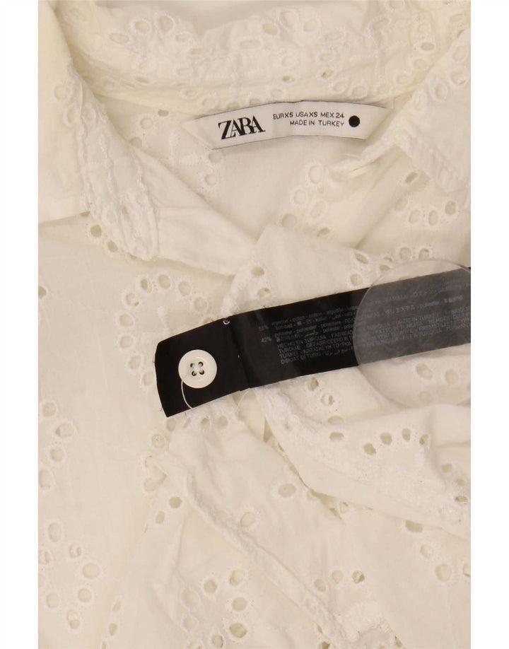 Zara Dameskjorte UK 6 XS Hvid Bomuld