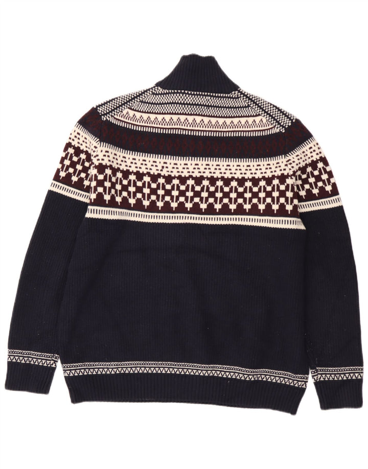 Marks & Spencer Herre sweater med lynlåshals XL Navy Blue Fair Isle