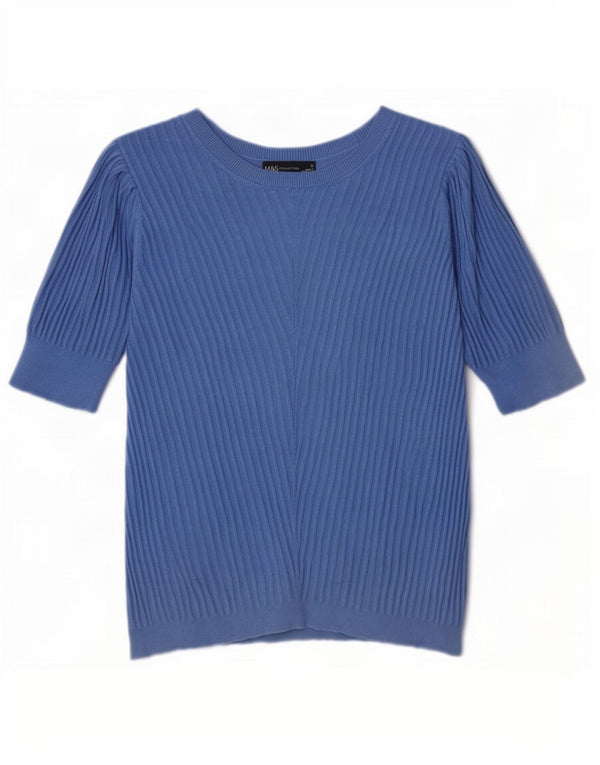 Marks & Spencer Dame Boat Neck Jumper Sweater UK 16 Large Blue