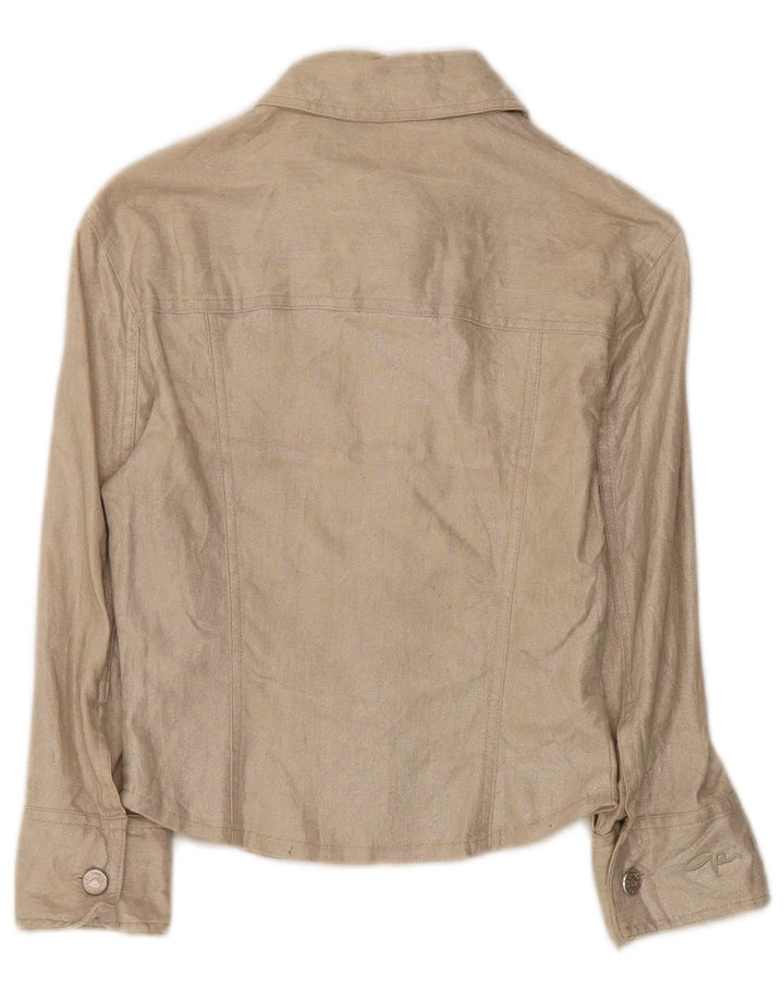 Jegains Mattiolo Womens Bomber Jacket UK 12 Medium Beige Linen