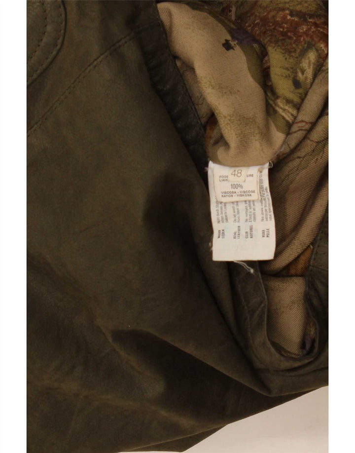 Vintage herre læderfrakke IT 48 Medium Khaki
