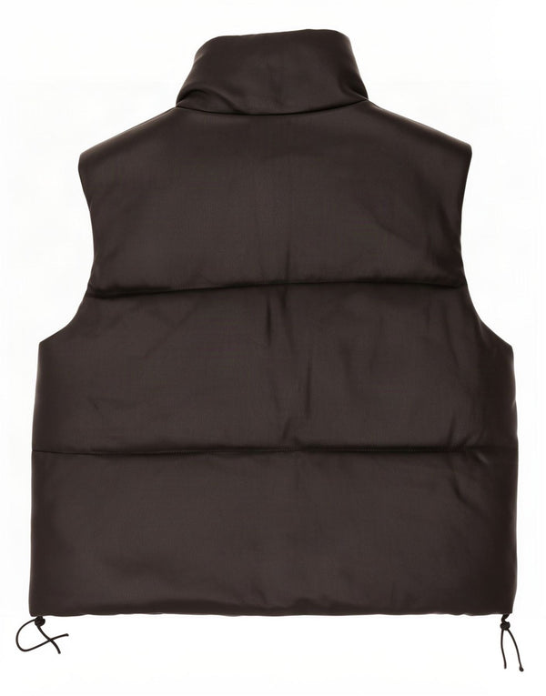 Zara Dame imiteret læder polstret Gilet UK 14 Medium Black Polyester