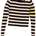 Zara Womens Crop Top Langærmet UK 10 Small Navy Blue Striped