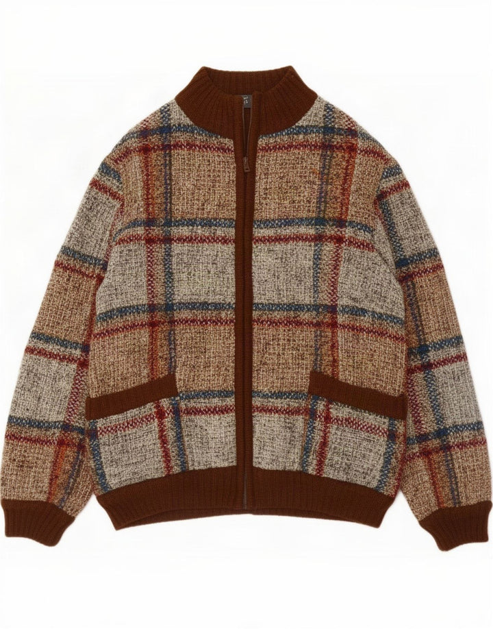 Vintage herre cardigan sweater lille brun ternet