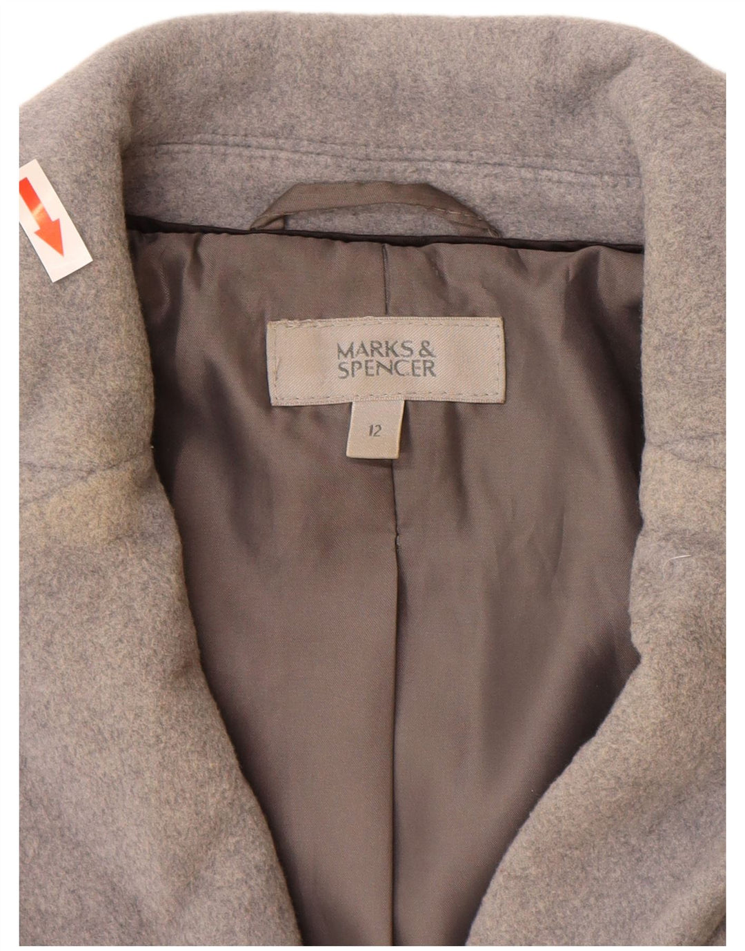 Marks & Spencer Dame Overfrakke UK 12 Medium Grey New Wool