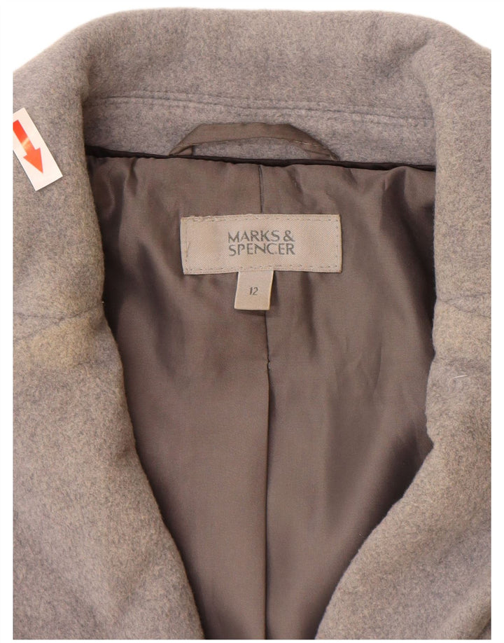 Marks & Spencer Dame Overfrakke UK 12 Medium Grey New Wool