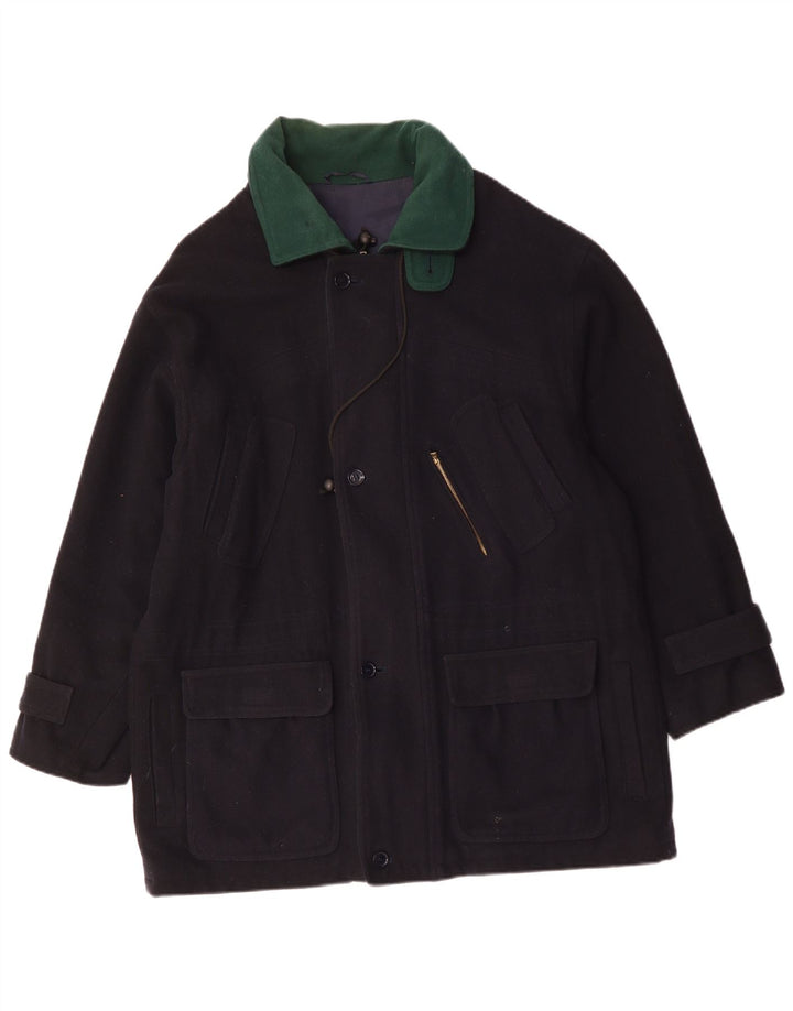 VINTAGE Overfrakke til mænd UK 42 XL Marineblå Uld