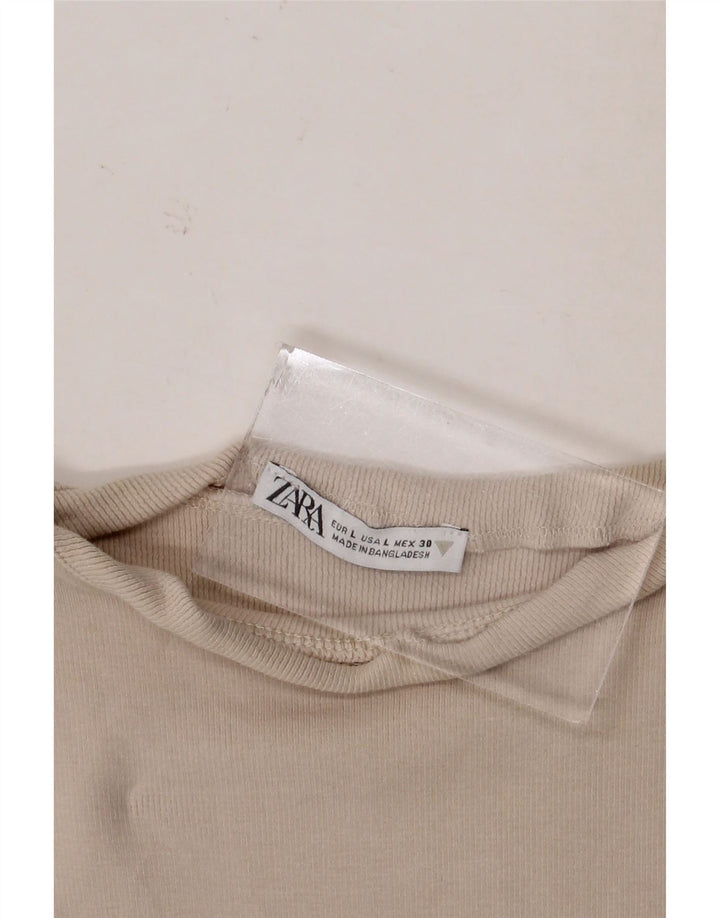 Zara Womens Crop Vest Top UK 14 Large Beige