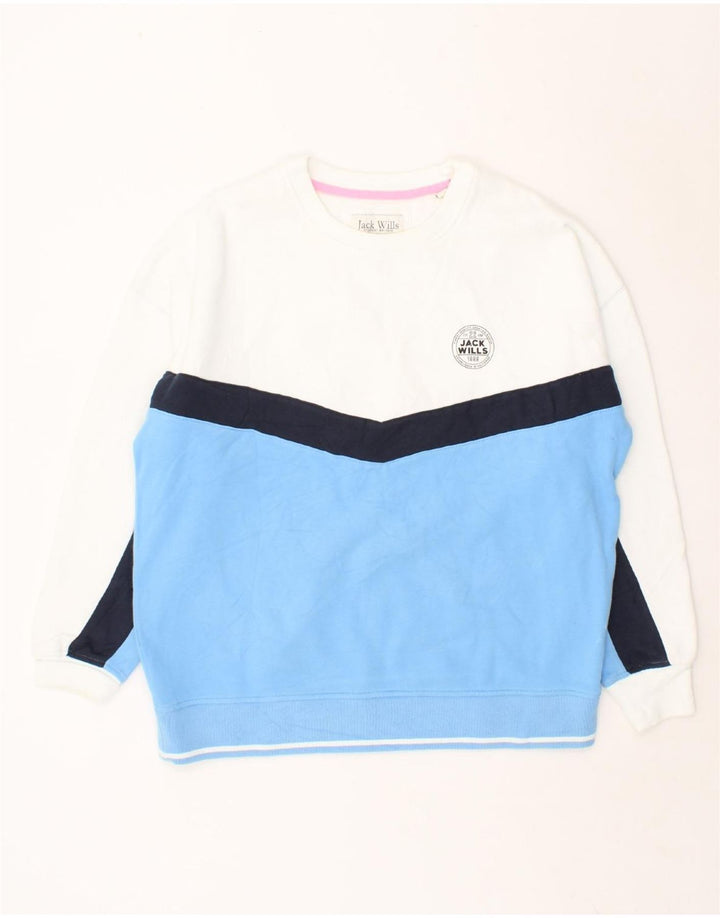 JACK WILLS Womens Oversized Sweatshirt Jumper UK 12 Medium White Vintage Jack Wills and Second-Hand Jack Wills from Messina Hembry 