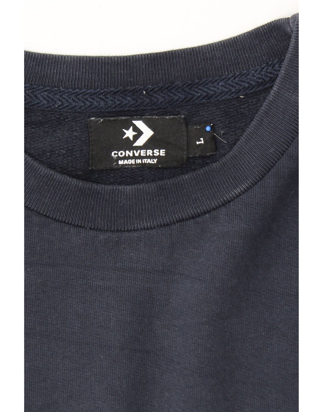 CONVERSE Mens Graphic Sweatshirt Jumper Large Navy Blue Cotton