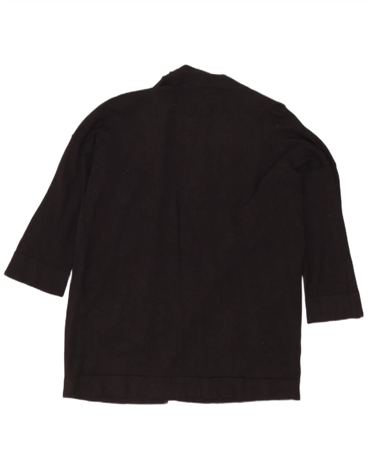 Zara Dame 3/4 ærmet åben cardigan sweater UK 14 Medium Sort