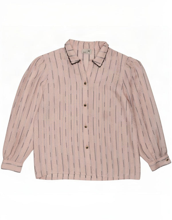Vintage dameskjortebluse UK 22 3XL Pink geometrisk polyester
