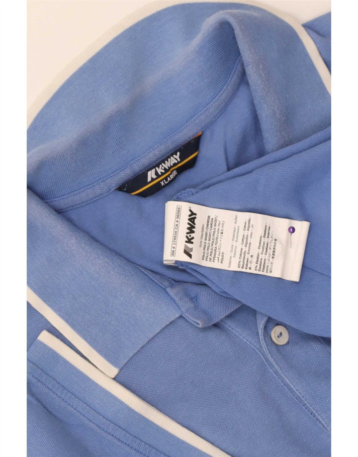 K-Way herre poloshirt XL blå stribet bomuld