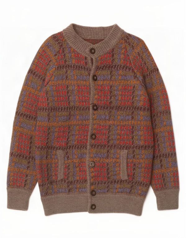 Vintage herre cardigan sweater medium flerfarvet ternet