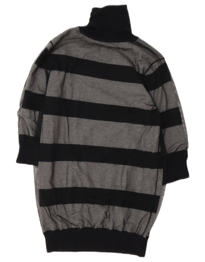 Armani Jeans Dame Roll Neck Jumper Sweater UK 12 Medium Grå Stribet