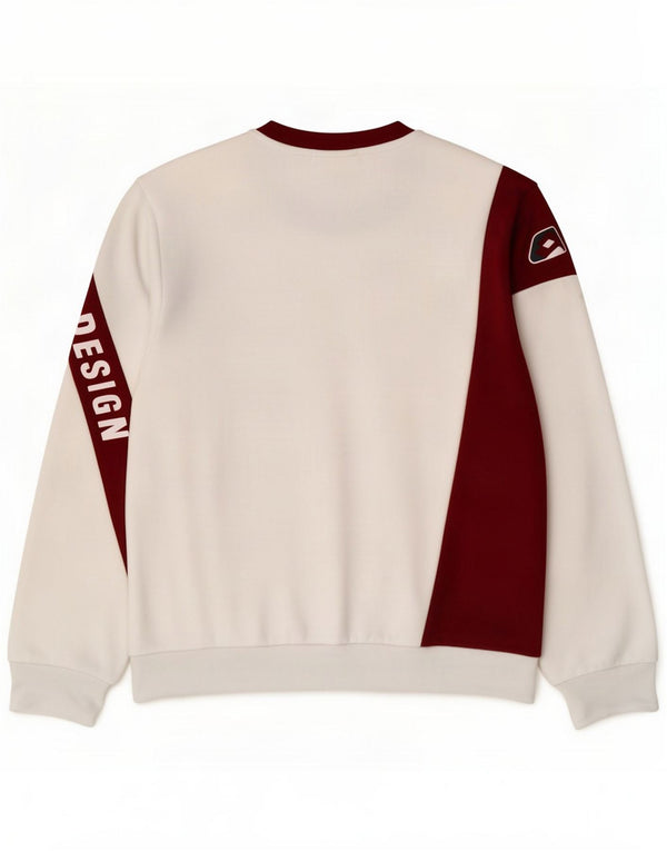 Lotto Dame grafisk sweatshirt trøje UK 14 Medium Hvid Farveblok