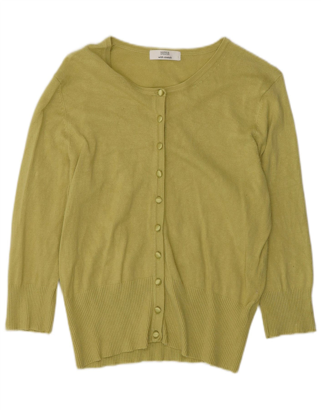 Marks & Spencer Dame 3/4-ærmet cardigantrøje UK 14 Medium Green