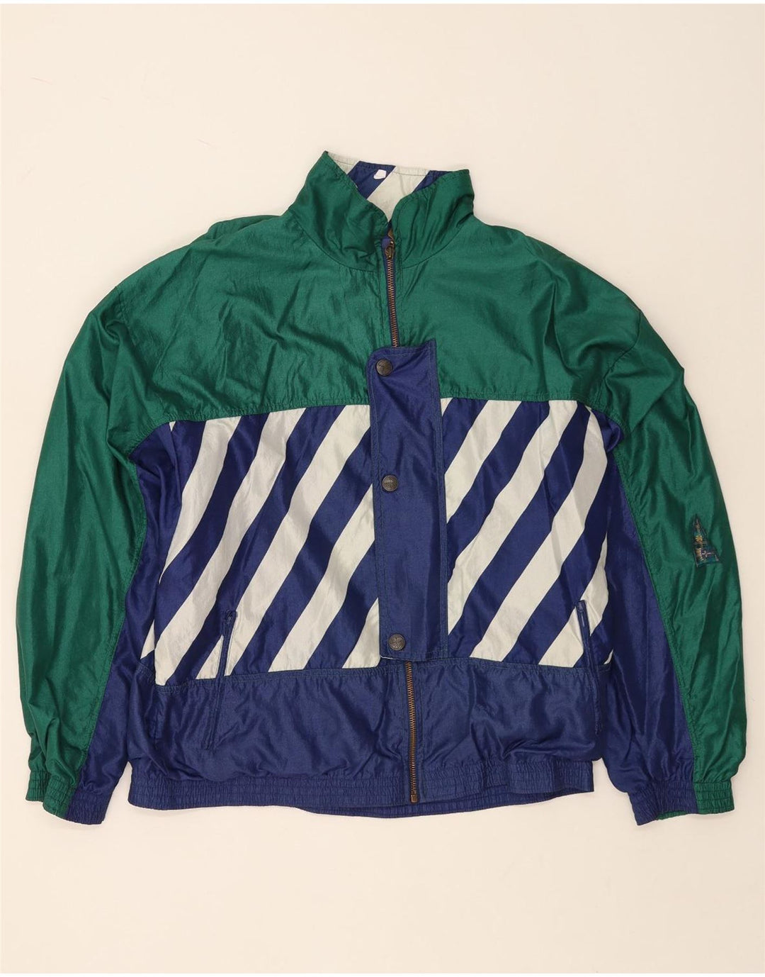 ATHLETA Grafisk træningsdragt topjakke til kvinder UK 22 3XL Grøn Colourblock