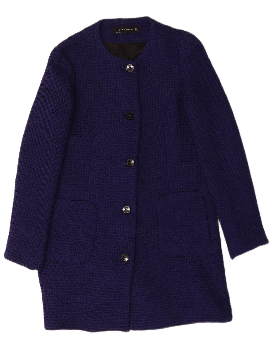Zara Dame Overfrakke UK 10 Small Navy Blue