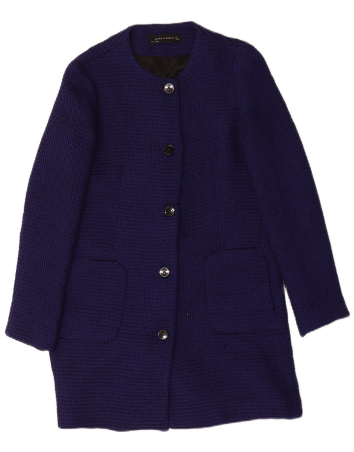 Zara Dame Overfrakke UK 10 Small Navy Blue