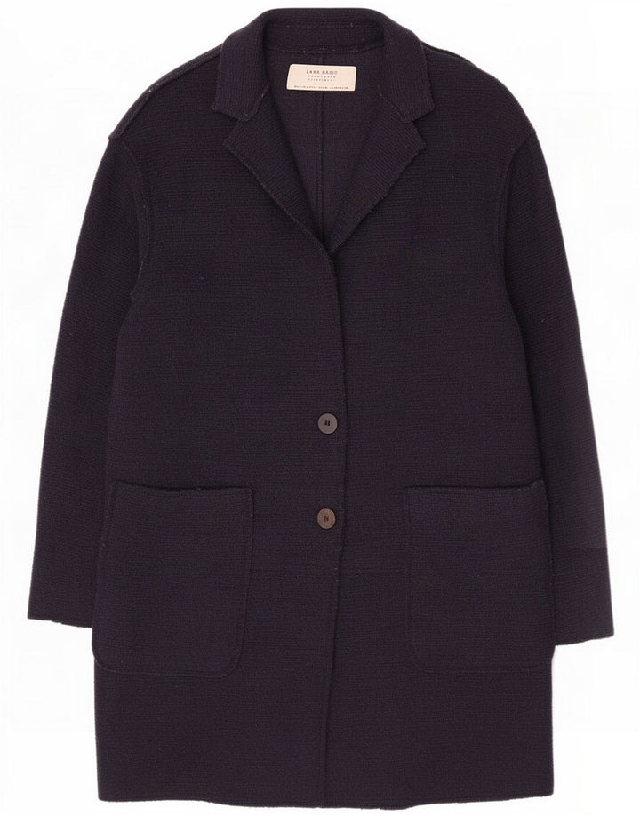 Zara Dame Overfrakke UK 14 Medium Navy Blue