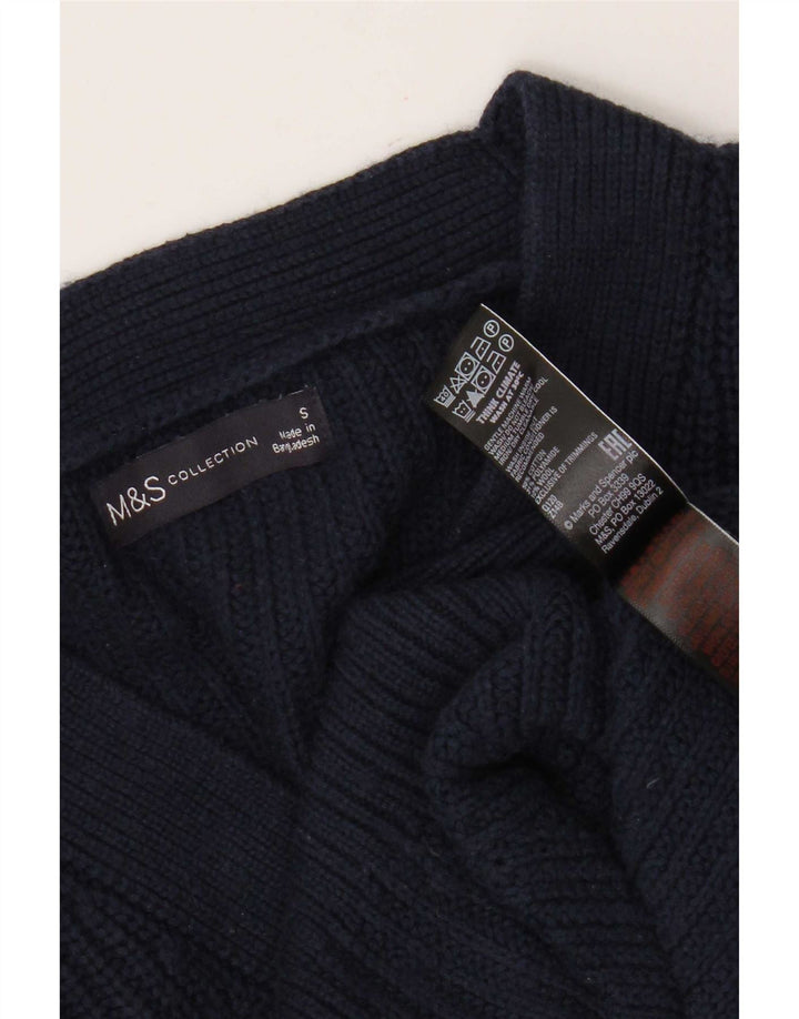 Marks & Spencer Dame Crop Cardigan Sweater UK 10 Small Navy Blue