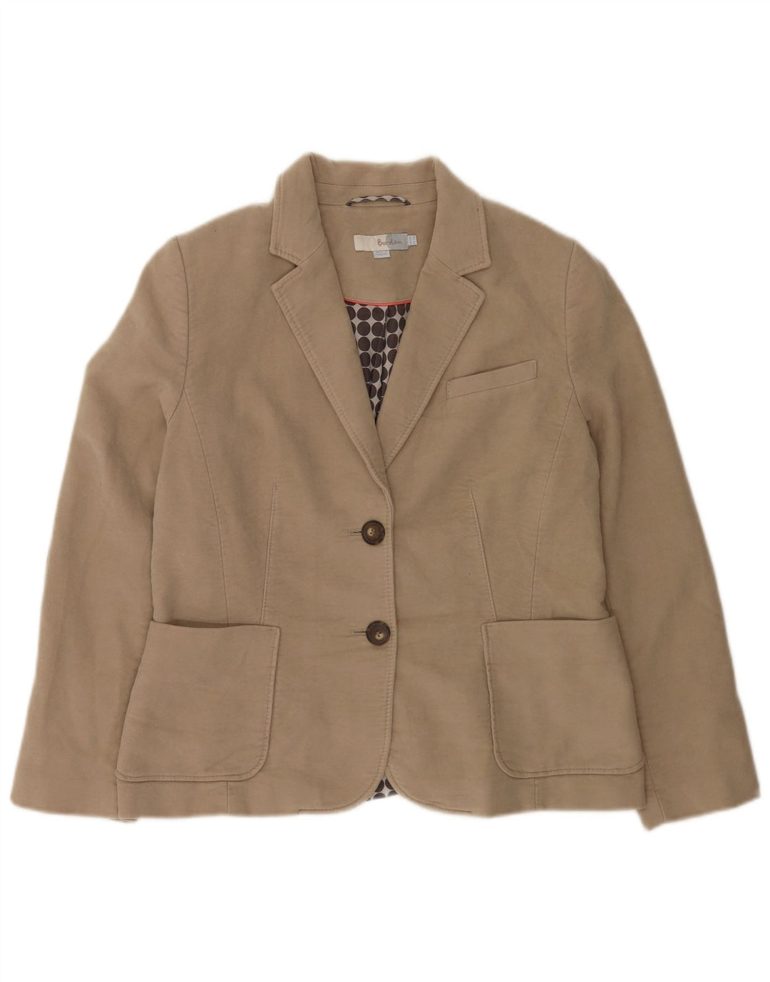 Boden Dame 2 Button Blazer Jacket UK 16 Stor Beige Bomuld