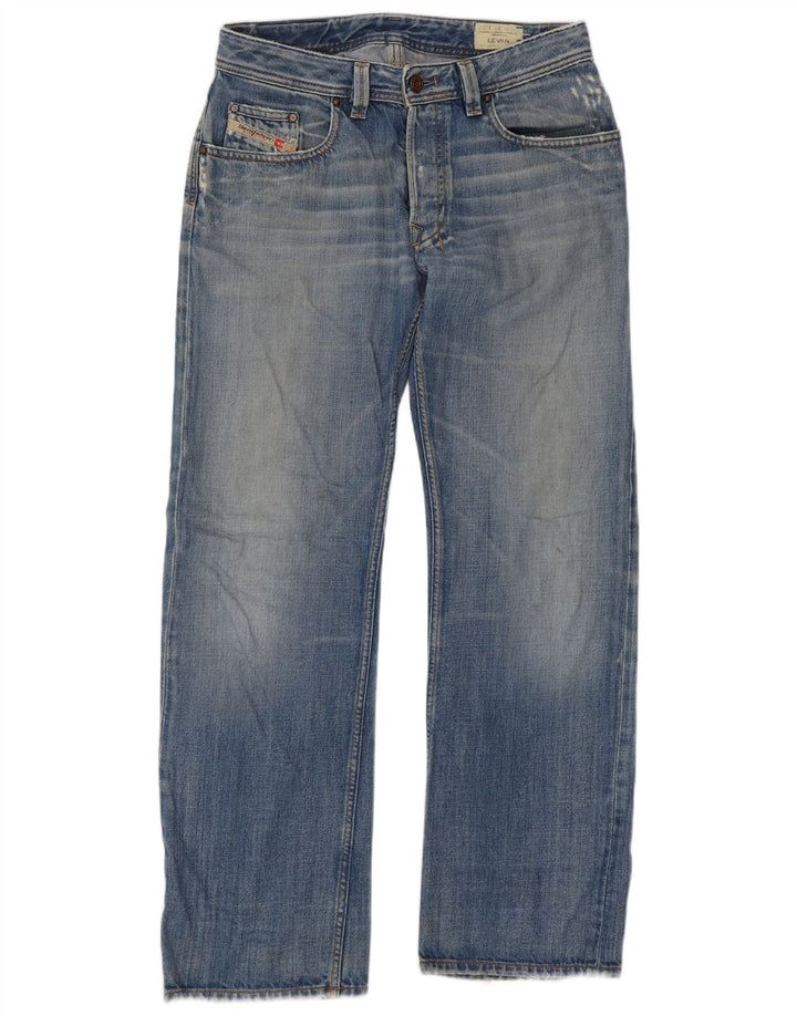 Diesel Herre Levan Distressed Straight Jeans W32 L32 Blå Bomuld