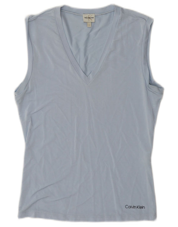 Calvin Klein Jeans Damevest Top UK 12 Medium Blue Viscose