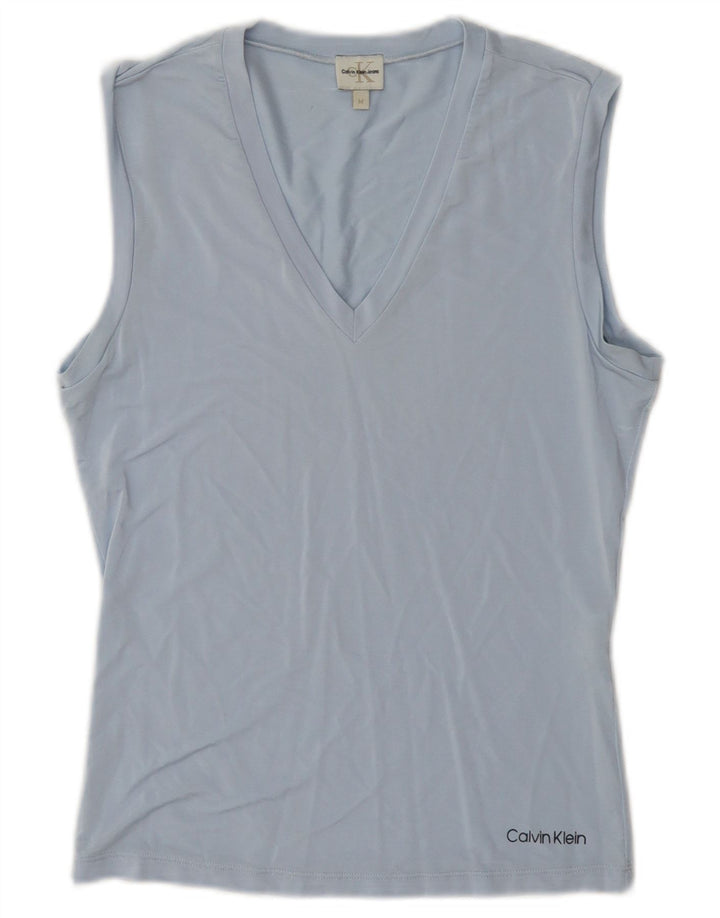 Calvin Klein Jeans Damevest Top UK 12 Medium Blue Viscose
