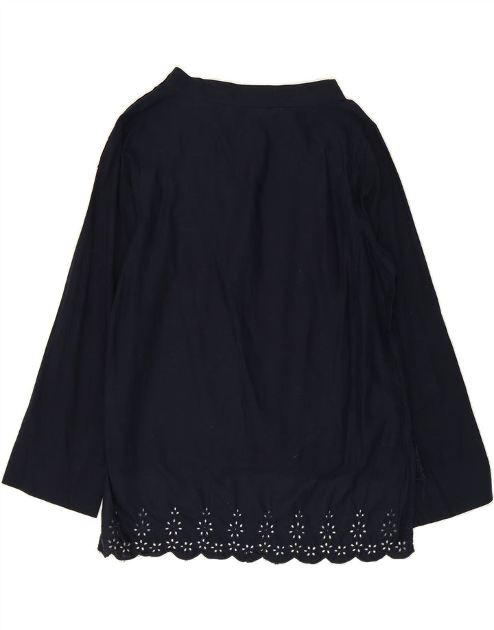 J. CREW Womens Long Sleeve Blouse Top US 10 Large Navy Blue Cotton Vintage J. Crew and Second-Hand J. Crew from Messina Hembry 