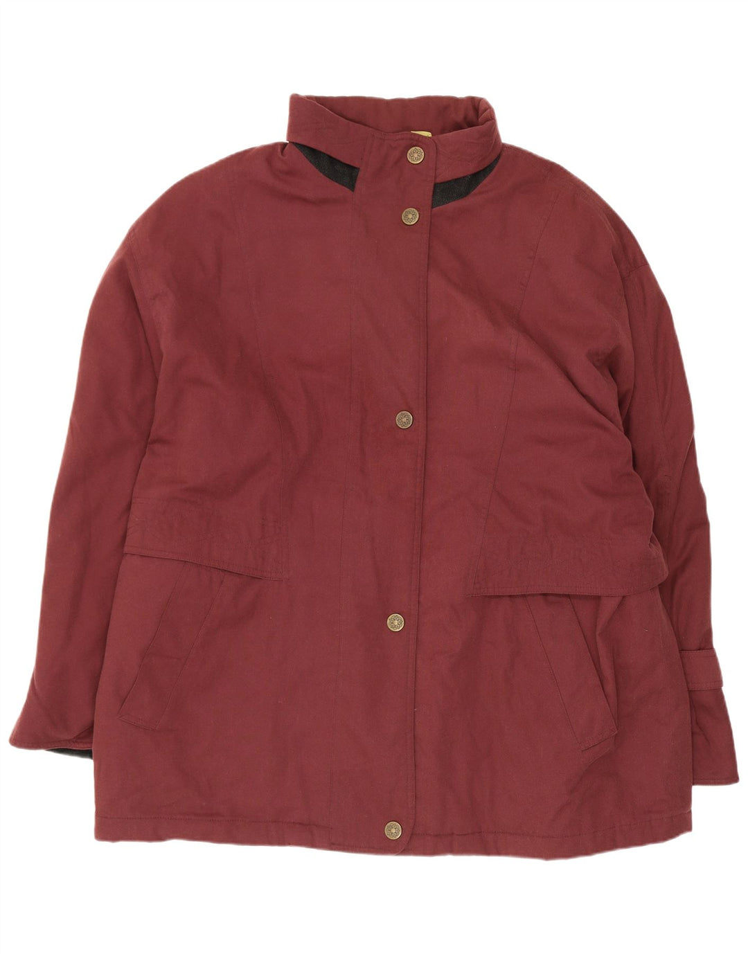 Vintage Dame Oversized Windbreaker Coat UK 18 XL Burgundy Polyester