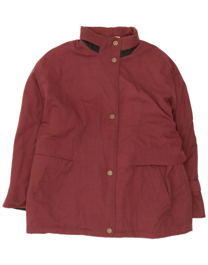 Vintage Dame Oversized Windbreaker Coat UK 18 XL Burgundy Polyester