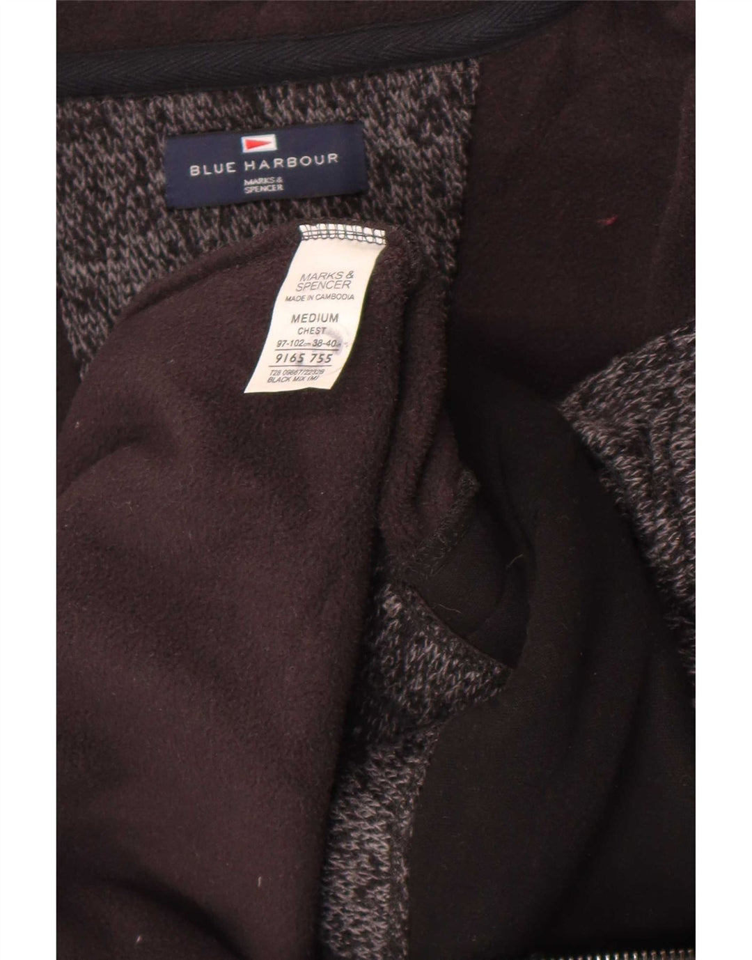 Marks & Spencer Træningsdragt til mænd Topjakke Medium Sort Flecked Acryl