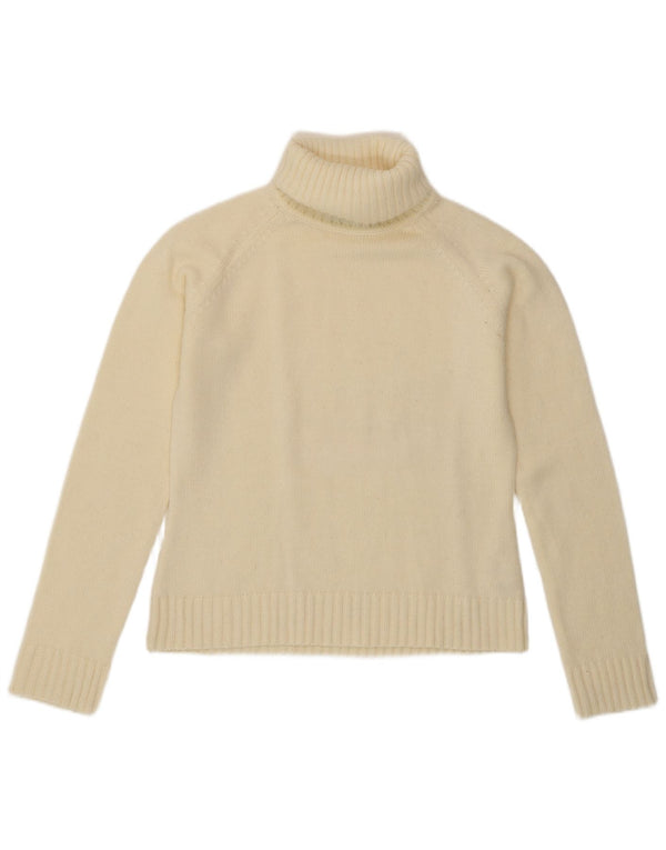 Zara Womens Crop Roll Neck Jumper Sweater UK 14 Large Off White Akryl