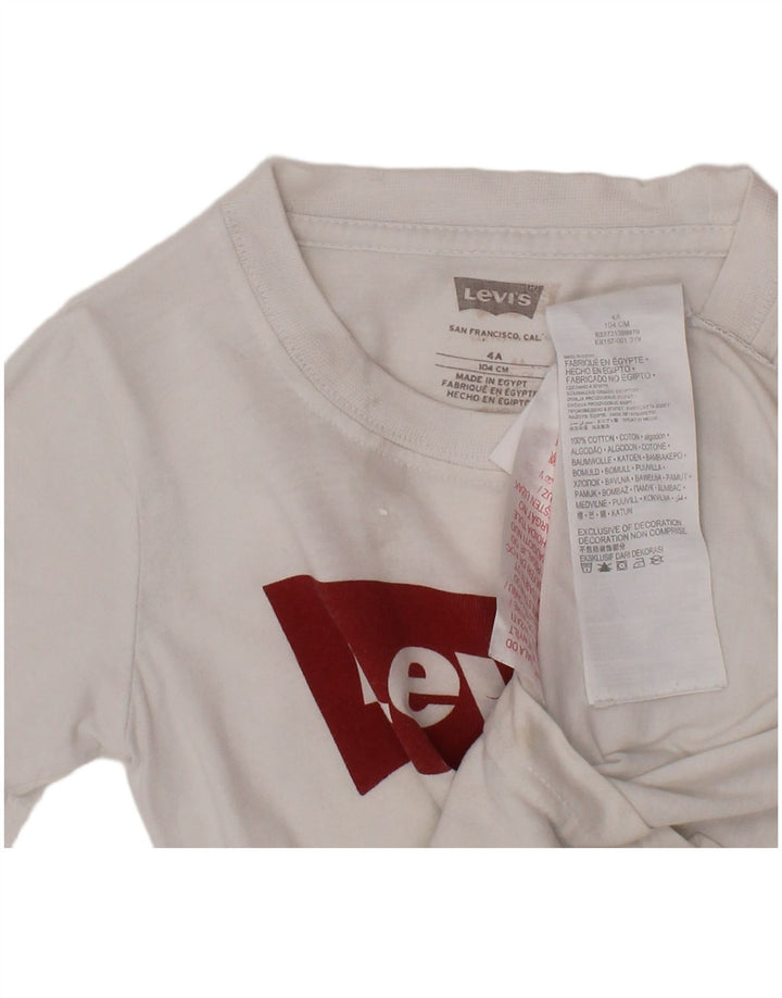 LEVI'S drenge grafisk T-shirt top 3-4 år hvid bomuld
