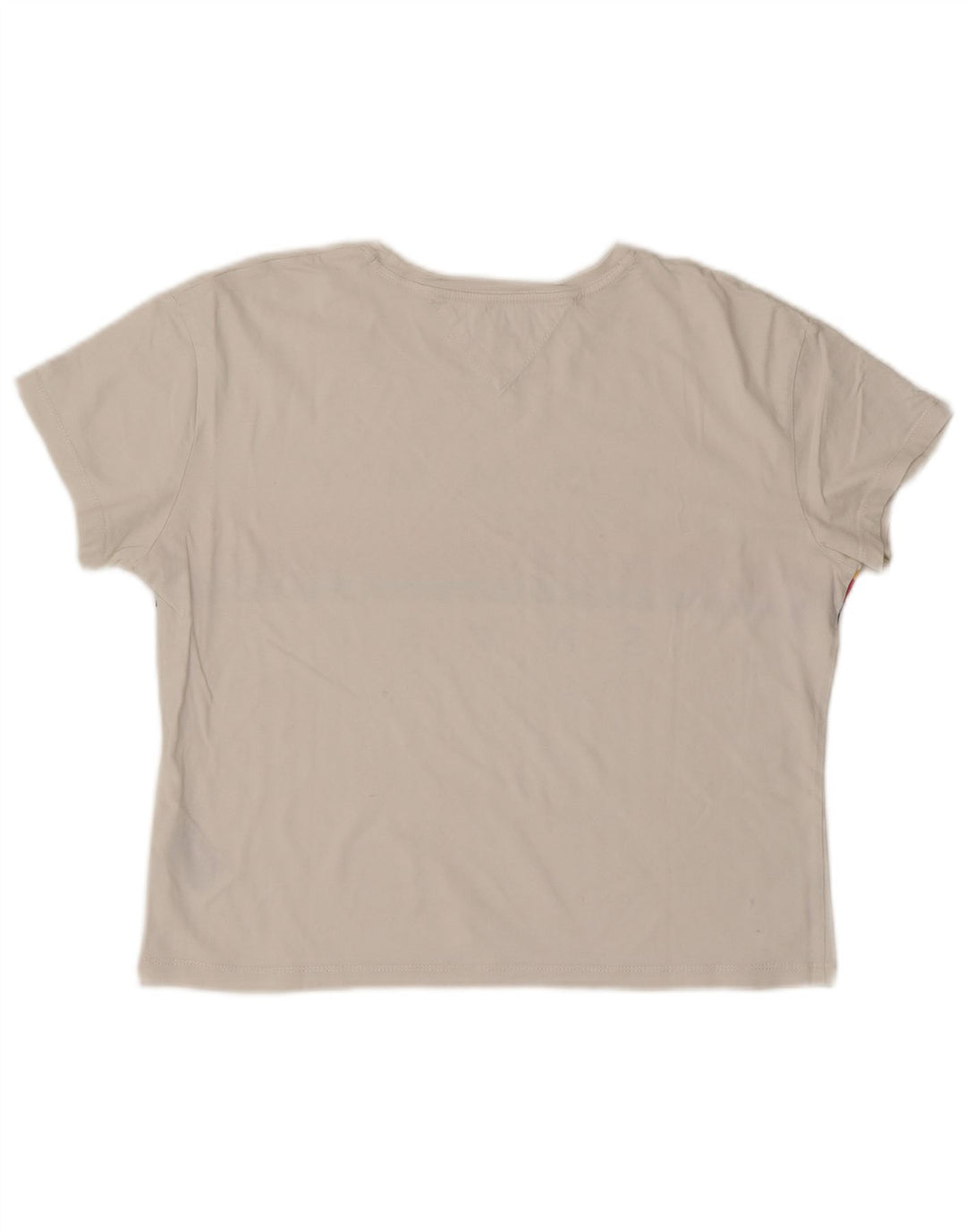 TOMMY HILFIGER Grafisk T-shirt top til kvinder UK 14 Medium hvid bomuld