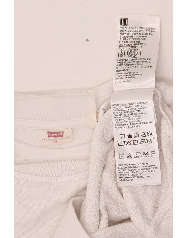 Levi's Dame grafisk oversize sweatshirt trøje UK 6 XS hvid bomuld