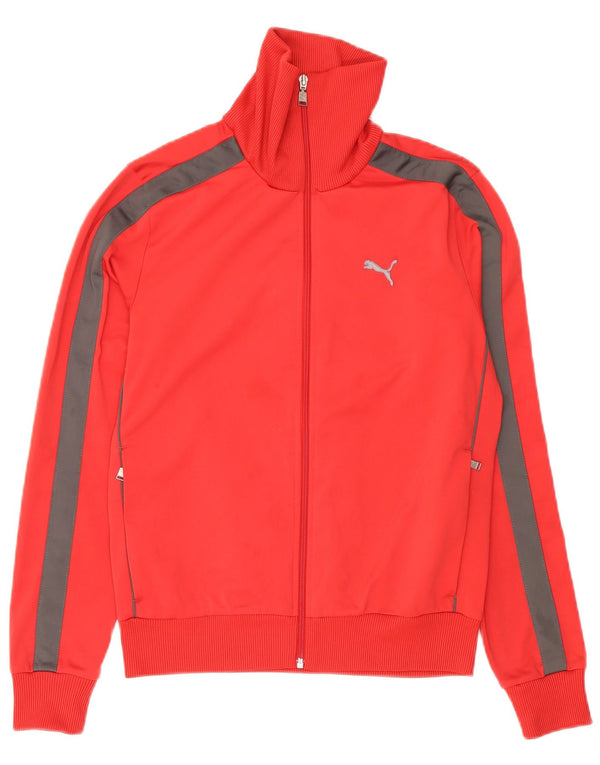 Puma Mens Tracksuit Top Jacket Small Red Colourblock Polyester