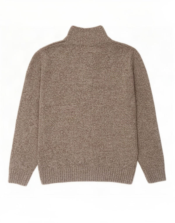Marks & Spencer Mens Button Neck Jumper Sweater Medium Brown Flecked