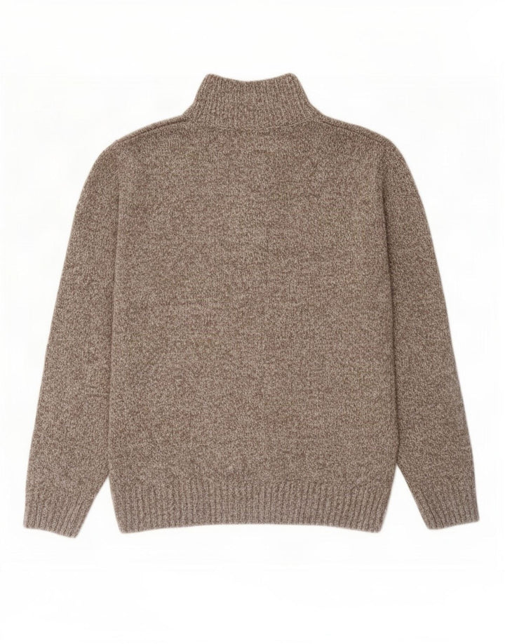 Marks & Spencer Herre Button Neck Jumper Sweater Medium Brown Flecked