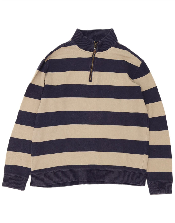 Marks & Spencer Herre sweater med lynlåshals Stor marineblå stribet bomuld