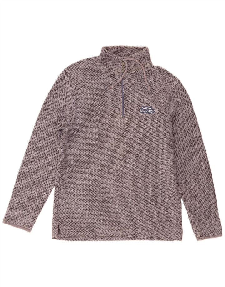 Weird Fish Herre Zip Neck Sweatshirt Jumper Medium Grey Flecked Bomuld