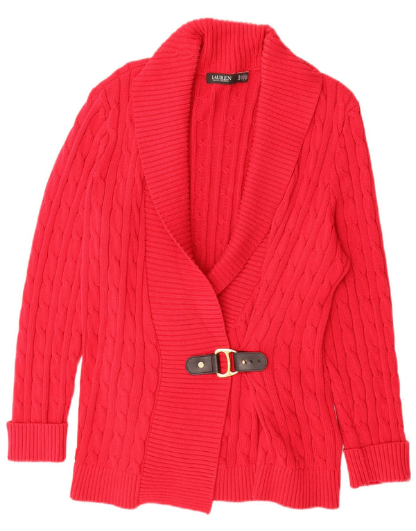 Ralph Lauren Dame Longline Cardigan Sweater UK 18 XL Rød Bomuld