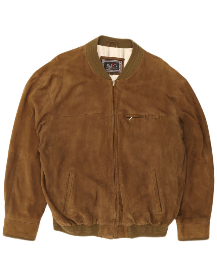 Itallo Herre Ruskind Bomber Jacket IT 58 4XL Brunt Læder