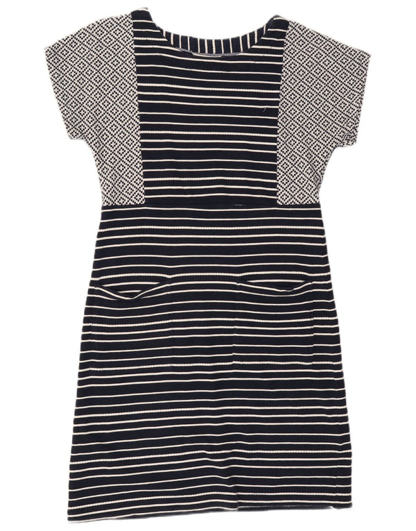White Stuff Womens Sheath Dress UK 10 Smal Navy Blue Striped Cotton