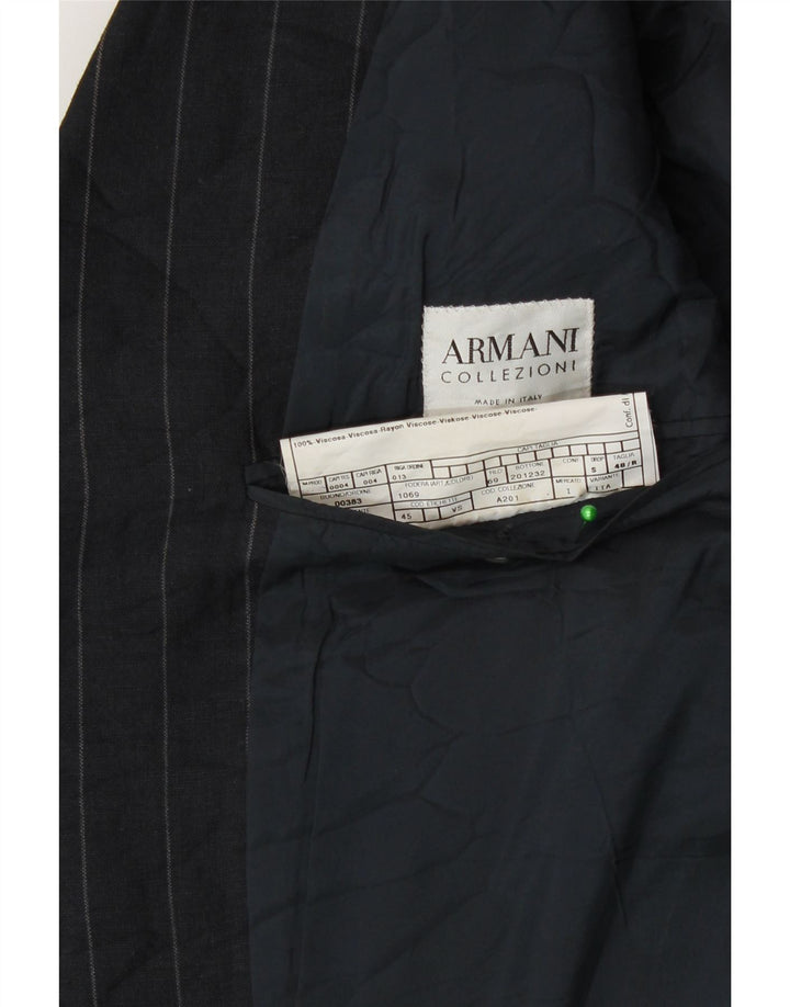Armani Collezioni Herre Blazer Jacket IT 48 Small Navy Blue Pinstripe